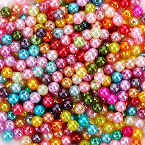 Prasacco 500 Stück Bastelperlen, 8 mm Acrylperlen mit Loch Runde Bunte Undurchsichtig Perlen Auffädeln für DIY Schmuckherstellung, Armbänder, Halsketten, Kleidung, Basteln (10 Farben)