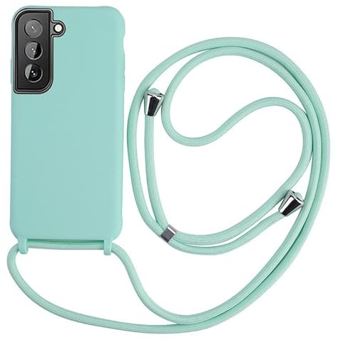 Keteen handyband hülle für Samsung Galaxy S22 Handyhülle mit Band Slim Silikon Schutzhülle Galaxy S22 mit hülle Abnehmbar Kordel Stossfest Bumper Cover zum Umhängen Necklace hülle Galaxy S22-Hellgrün