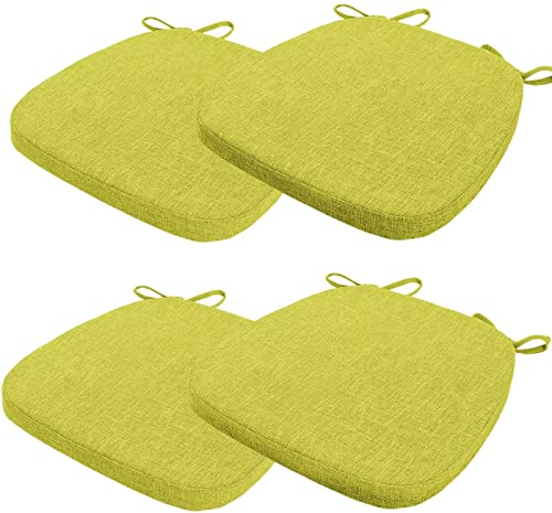 4er Set Stuhlkissen 40x38x3cm mit Bändern,Waschbare Sitzkissen Rutschfest,Stuhlauflage Stuhlpolster Sitzkissen,Abnembar Bezug Mit Reißverschluss,Ideal für Zuhause Büro Küche Esszimmer,Gras Grün