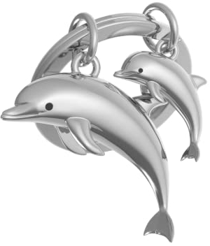 METALMORPHOSE MTM145-06 Schlüsselanhänger, Delfin & Baby, silberfarben, Einheitsgröße, Silber, Taille unique