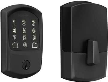 Schlage Encode Smart WiFi Deadbolt Lock with Greenwich Trim, Matte Black | Keyless entry door lock, Touchscreen keypad, App control, Alexa, Google Home, Ring & Airbnb compatible, Certified security