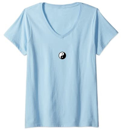 Damen Kleiner Yin Yang, Tai Chi, Qi Gong, Polarität, Dualität, Yoga T-Shirt mit V-Ausschnitt