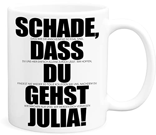 Schade dass du gehst Tasse Personalisiert zum Abschied Kollegin Kollege Jobwechsel Lustiges Abschiedsgeschenk Arbeitskollegin