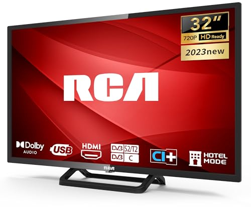 RCA 32 Zoll (80cm) TV Fernseher LED HD Ready Triple Tuner(DVB-T/T2-C-S/S2) HDMI*2 USB-Media Player CI/CI+ Hotelmodus RBH4C(2023)