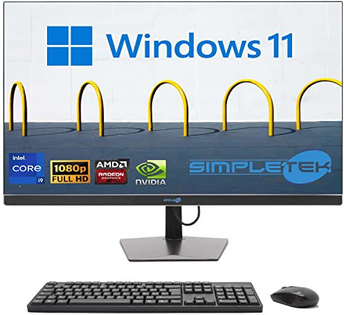 SIMPLETEK - All-in-One 27 Display Curved Windows 11 | Core i9 12°Gen | Grafikkarte GT730 4GB | 16GB RAM DDR4 SSD 960GB | Arbeit, Gaming