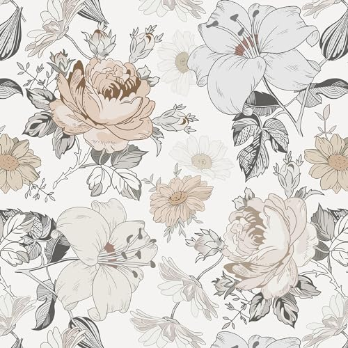 Timeet Selbstklebende Tapete Blumen Klebefolie Blumig 39x300cm Möbelfolie Tapete Selbstklebend Wandverkleidung Vinyl Wandpapier Dekorfolie für Wohnzimmer Schlafzimmer Küche Wand Möbel
