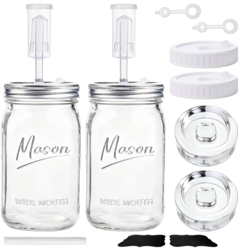 Galssmagic 32 oz Fermentation Jar,2 Pack Fermentation kit with Fermenting Weights and Airlocks,Pickle Jar for Fermenting,Pickling,Canning,Mead Making