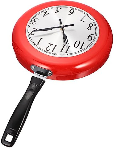 PRETYZOOM Dekorative Wanduhr Bratpfanne Edelstahl 10 Zoll Stummdesign Geräuschlos Für Zuhause Küchenwand