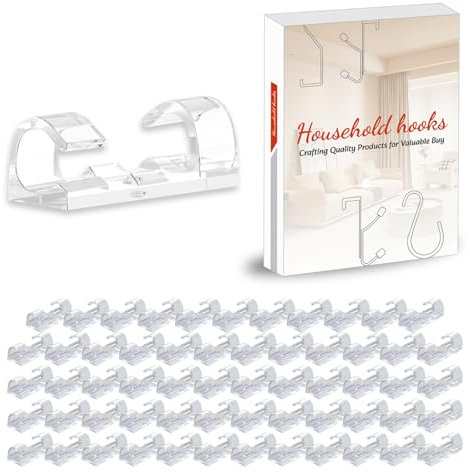 Vacallity 60PCS Self-Adhesive Transparent Cable Clips Strong Self-Adhesive Cable Clips Cable Management Wall Cable Holder Cable Organizers for Home Office Car