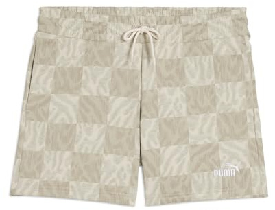 PUMA Damen ESS Graphic Mid-Rise AOP Shorts 5 Gestrickte Shorts, Alpine Snow, M