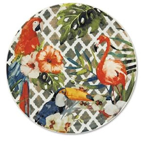 Excelsa Tropical Chic Set 6 Piatti Pizza, Diametro 31 Cm., Porcellana, Multicolore