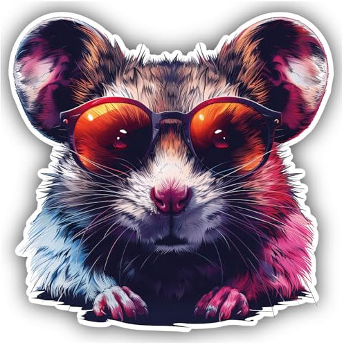 Samunshi® Coole Maus mit Sonnenbrille Aufkleber Autoaufkleber für Motorrad Fahrrad Roller oder Auto Sticker Fahrrad Mtb Mountainbike Rennrad Comic Cartoon Retro Drip Sticker 10x10cm
