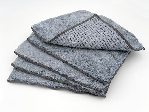 Fuchsglanz Duo Mikrofaser Spültücher 5 Stück Premium waschbar – Mikrofaser Spüllappen für den ganzen Haushalt reinigt Töpfe, Pfannen & Geschirr ohne Kratzer, Microfasertuch grau ca. 25x20 cm