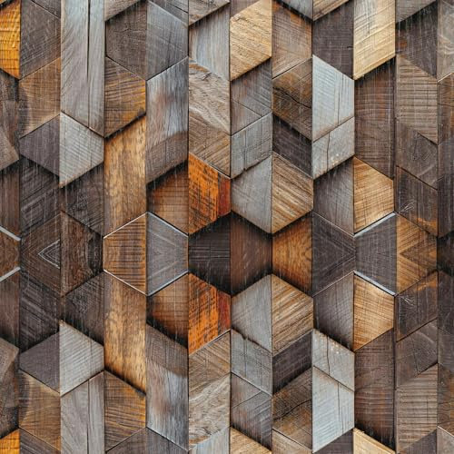 LZH-LP Selbstklebende Tapete, 44x300CM mehrfarbig, Holzmaserung, abziehbar und klebend, Kontaktpapier, 3D-Lichtschatten, entfernbare dekorative Folie für Schrankmöbel