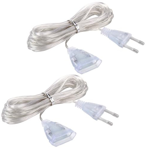 Set di 2 Cavi di Prolunga Trasparenti da 5m, Cavo Sottile e Flessibile a 2 Fili, Ideale per Apparecchi a Basso Consumo Energetico, con Stecker, Materiale PVC e Rame Puro