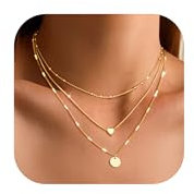 JeweBella 3 PCS Kette Damen Layering Gold Halskette 14K Goldkette Damen mit Zirkonia Herz Anhänger Kette Gold Damen Schlangenkette Verstellbare Silberkette Damen Kette Gold Schmuck Mit Geschenkbox