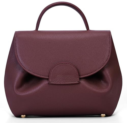 HICARRY Kleine Umhängetasche Damen Handtasche Henkeltaschen Designer Leder Schultertaschen Crossbody Bag Damen Elegante Handbags Moden Geldbörse mit Tragegriff oben (Burgunderrot)