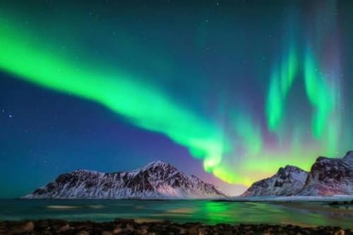 Northern Lights Snow Mountain - 1000-Teiliges Puzzle, Kunstsammlungspuzzle, Passgenaues Puzzle, Geeignet Für Puzzleliebhaber Mit Familie Und Freunden, Die Zufriedenstellendsten