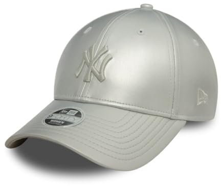 New Era New York Yankees Cap für Frauen Lederoptik Kappe Baseball MLB Teamlogo Silber - One-Size