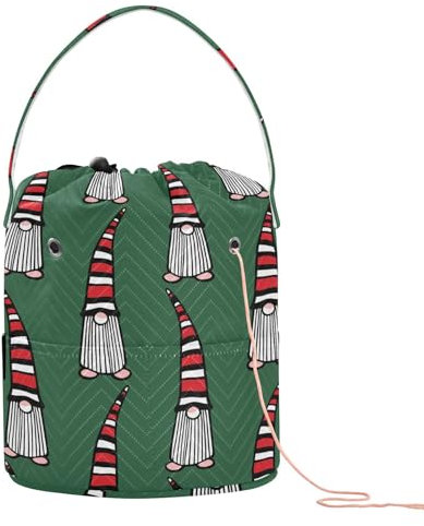 Skandinavische Zwerge Weihnachten grün häkeln Aufbewahrungstasche zum Häkeln mit Löchern Häkeltasche für Garnkugeln Stricken Häkeln