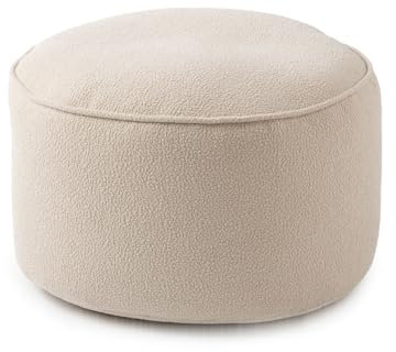 Lumaland Sitzsack Pouf aus der Teddy-Reihe | Indoor Hocker mit Füllung | kompakter Sessel inkl. EPS Perlen | 3 in 1: Sitzpouf, Tischchen & Fußschemel | Bean Bag - klein & flauschig | Ø 25 x 45 cm
