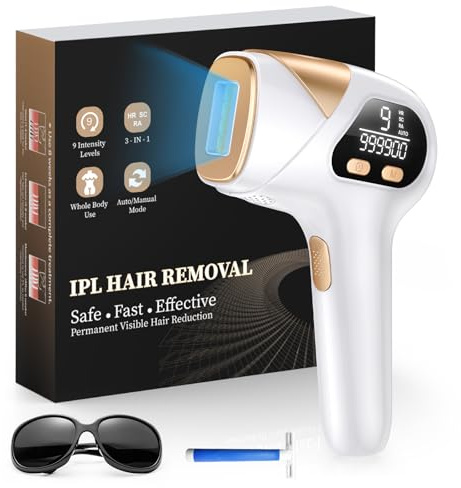 Haarlosy IPL Geräte Haarentfernung, 3 in 1 HR/SC/RA Laser Haarentfernung, 999.900 Lichtimpulse 9 Energiestufen Schmerzloses Haarentfernungsgerät für Männer, Frauen, Körper