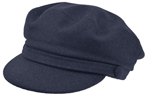 Melegari Berretto Popolare Marinaio Genova, Skipper, Berretto con Visiera, Lana, Made in Italy, Autunno/nverno (IT, Numero, 56, Blu)