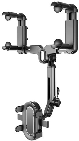 MOIDHSAG 360 Drehbarer Und Einziehbarer Autotelefonhalter Auto Rückspiegel Glashalterung Multifunktionaler Verstellbarer Telefonhalter