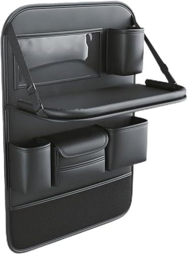 EQHCVCES Auto RüCksitz Organizer FüR VW Golf Variant VIII VI V IV III Wagon Estate, Klapptisch Autositz Organizers RüCkenlehnenschutz Autositz-RüCkenlehnenschutz ZubehöR,Large-Black