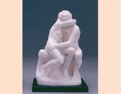 Generico ArteSacraCaravaggio Klassische Skulptur Der Kuss von Rodin, 27 cm (10,62 Zoll) aus Alabasterpulver, Marmorsockel, handgefertigt, Made in Italy