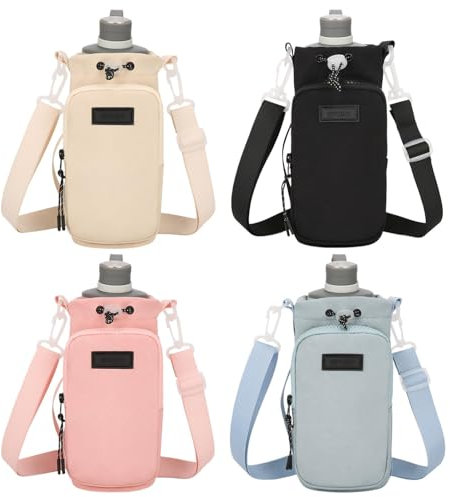 mivceklw Water Bottle Sling, Sports Cup Carrier, Adjustable and Lightweight, Tumbler Pouch with Phone Pocket, Fits Most Bottles with Shoulder Strap for Running and Hiking, 49.21 in