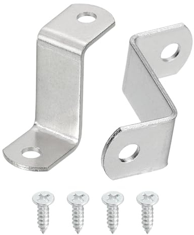 sourcing map 25 Pcs 1 Offset Canvas Clips, Picture Framing Mirror Clips Z Shape Canvas Painting Mounting Clips with 2 Mounting Hole with Screws, Silver
