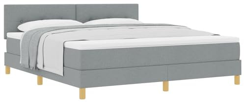 vidaXL Boxspringbett mit Matratze Hellgrau Polsterstoff 180X200 cm Zeitgenössisches Design für Erwachsene, Holzbeine, einfache Montage und Bequeme Matratze. Topper für Dein Doppelzimmer!