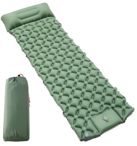 Materassino da campeggio, Materassino Autogonfiante, Materassino gonfiabile campeggio pompa a pedale, Materasso gonfiabile singolo, Materassino campeggio per Campeggio,Spiaggia, Escursionismo