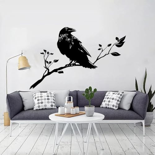 WEITAOSM Wandaufkleber „Wildlife Crow on Branch“, für Schlafzimmer, Wohnzimmer, Kinderzimmer, Spielzimmer, Dekoration, Vinyl, Wandkunst, Aufkleber