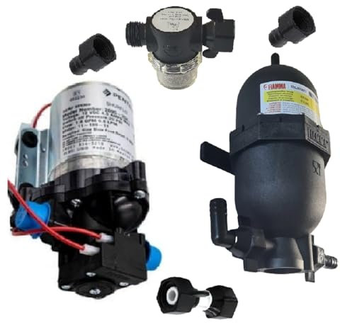 12v/30psi/10Ltr Trail King Water Pump & Fiamma Accumulator with Fittings