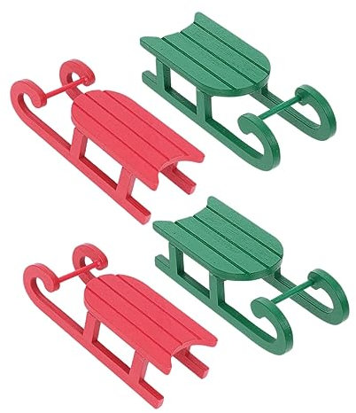 Cabilock 4 Stück Hölzerne Ornamente Schlitten Party Led Weihnachten Winterdeko Schnee