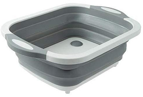 Water Basket Plastic Cutting Board Sink Washing Dish Thickening Wall Hanging Water Basket Folding Cutting Board Gray Kitchen