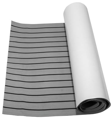GEARFLOW 240x90cm EVA Foam Faux Boat Decking, Grey Self-Adhesive Marine Carpeting Mat, Non-Slip Teak Decking Sheet For Swimming Pool Motorboat Kayak Marine Yacht RV Flooring