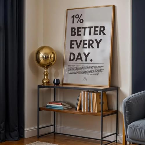 GLWDME 1 Stück 60 x 80 cm Motivierende 1% Better Every Day Leinwand-Kunst, Schlafzimmerbilder, Poster und Drucke, Wandgemälde für Wohnzimmer (ohne Rahmen)