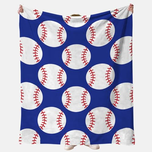 FCXVXCL Baseball Kuscheldecke für Kinder Flanell Decke Kinder Weich Flauschig Fleecedecke Karikatur Interessant Bunt Cute Football Cartoon Geschenke für Junge Mädche 100x150cm