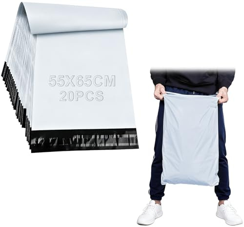 XRXYMQ 20 Stück Versandtaschen Kleidung Warensendung Groß 55 x 65 cm | Versandtüten Selbstklebend Wasserdichte Versandbeutel Blickdicht Versandtasche für Kleidung Versand Textilien den Transport