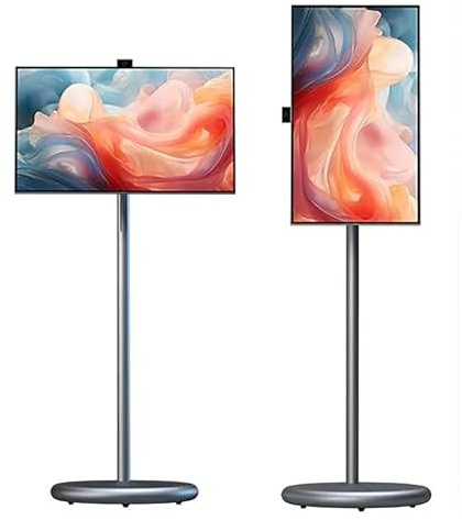 HYHACYH 27 Smart Portable TV, 1080P Rolling TV on Wheels, Smart Portable TV Monitor, with Rotatable Touch Screen, Android 13, Wireless Casting,10-Point Touch Screen Monitor