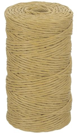 QUARKZMAN Cinta De Rafia Marrón, 98 Yardas Hilo De Rafia Natural De 2mm De Ancho Trenzado Para Envolver Regulos Tejer Crochet Manualidades DIY