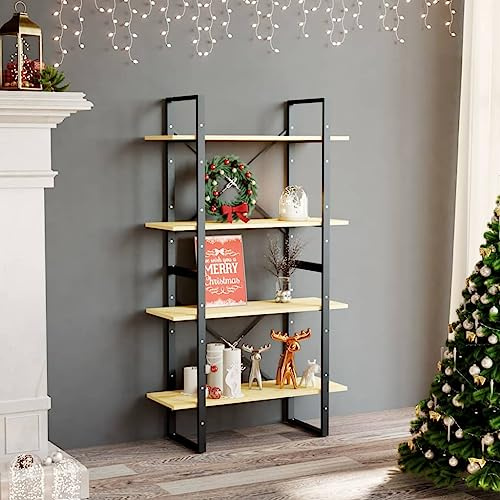 QZZCED Regal mit 4 Ebenen aus massivem Kiefernholz, 80 x 30 x 140 cm, Industrie-Regal mit 4 Einlegeböden für Bücher und Dekoration, robust und langlebig