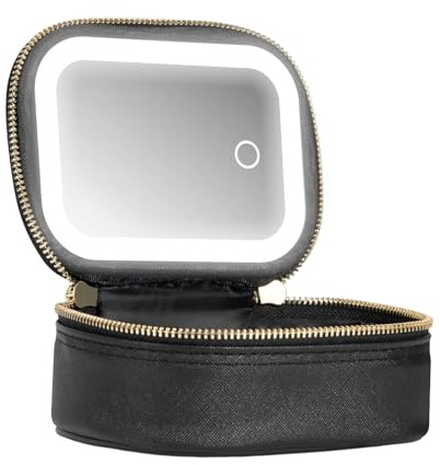 Trousse Maquillage Avec Miroir - Mini LED Éclairé USB Rechargeable Organisateur Cosmétique | 3 Luminosité Réglable Coffret Lumière Vanité | Pour Femme Adolescent Voyage Train Piscine Soirée Retouches,
