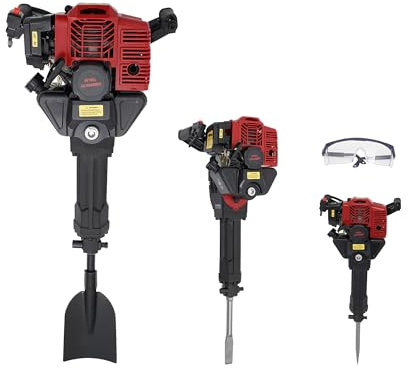 Goddlgjik 3 en 1 Pelleteuse à Essence 52CC 2 Temps Multifonction 1900 W | Pelleteuse d'arbre portable, avec hachette pointue plate, démarrage manuel, Pour jardin, ferme, maison, plantation
