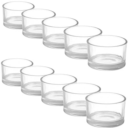 UTHCLO 12 Vasos de Vidrio Transparente para Hacer Velas de Soja, Portavelas de Té para Decoración del Hogar y DIY, Set de 12 Piezas Acabado Fino