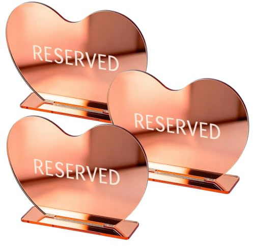 BLMHTWO Lot de 3 panneaux en or rose en forme de cœur réservé pour mariage restaurant (grand)