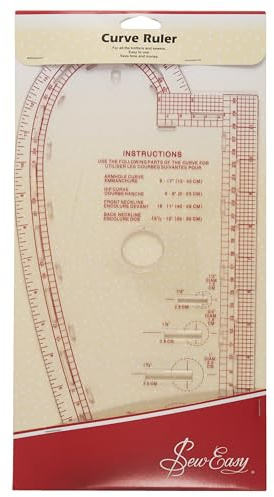 Vielzahl an unterschiedlichen Linealen in verschiedenen Formen und Größen für einfache Näh-, Flick- und Stepparbeiten., Sew Easy Curved Ruler 13.875 x 7.375 inch